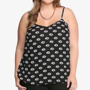Torrid Lip Print Cami Tank Black White 2X Y2K Grunge Cute